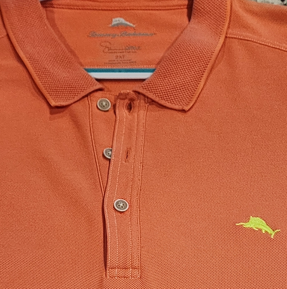Men's Tommy Bahama Orange Polo Shirt Size 2XLT. Item 0820255MT - Picture 4 of 6
